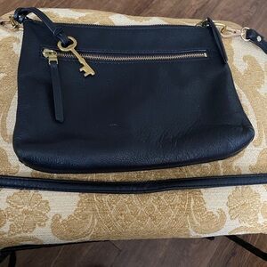 FOSSIL Black Cow Leather Crossbody Bag